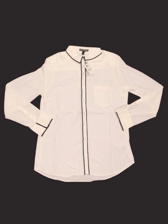 Express Tops - Express Women's Long Sleeve Button-up White Shirt NWT Size S
